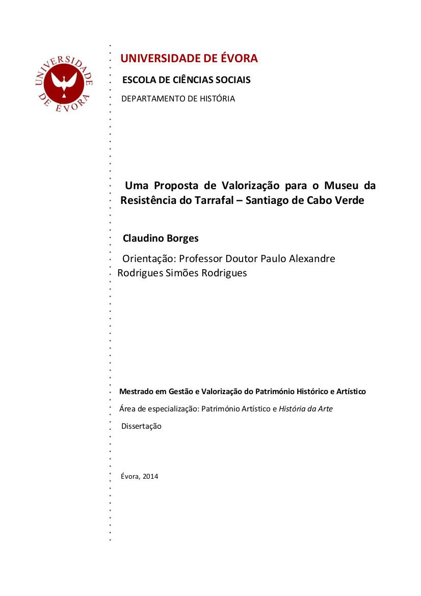 Uma proposta de valorização para o Museu da Resistência do Tarrafal: Santiago de Cabo Verde