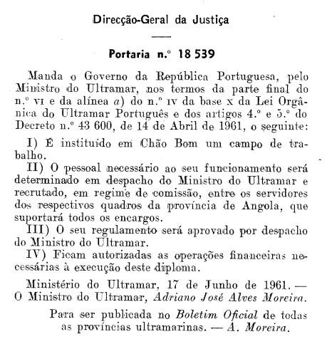 Portaria n.º 18539, de 17 de junho de 1961