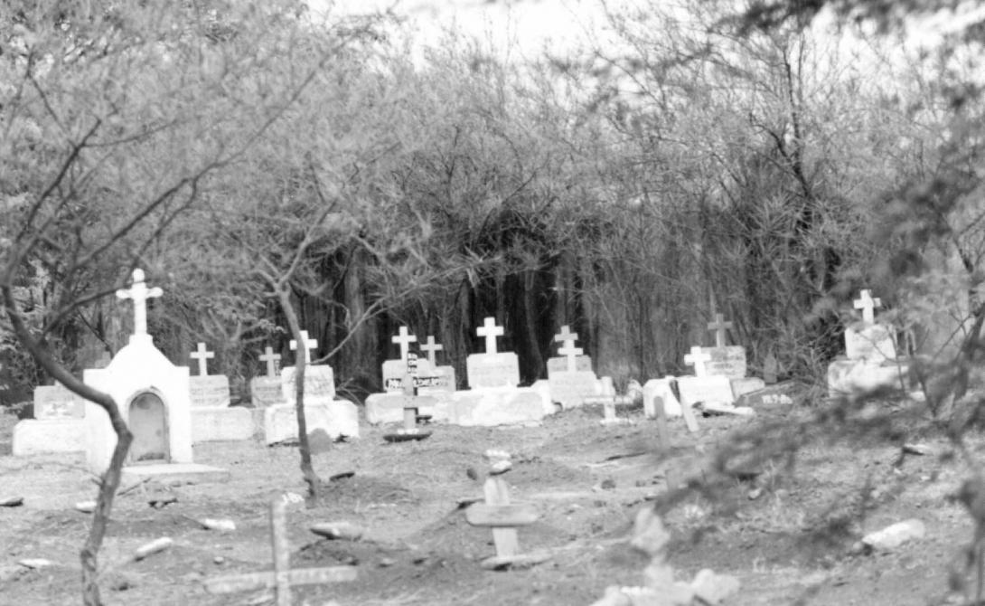 Imagem do cemitério do Tarrafal, tal como se encontrava antes da trasladação dos corpos dos tarrafalistas da Fase I que ali faleceram