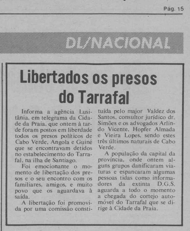 Libertados os presos do Tarrafal