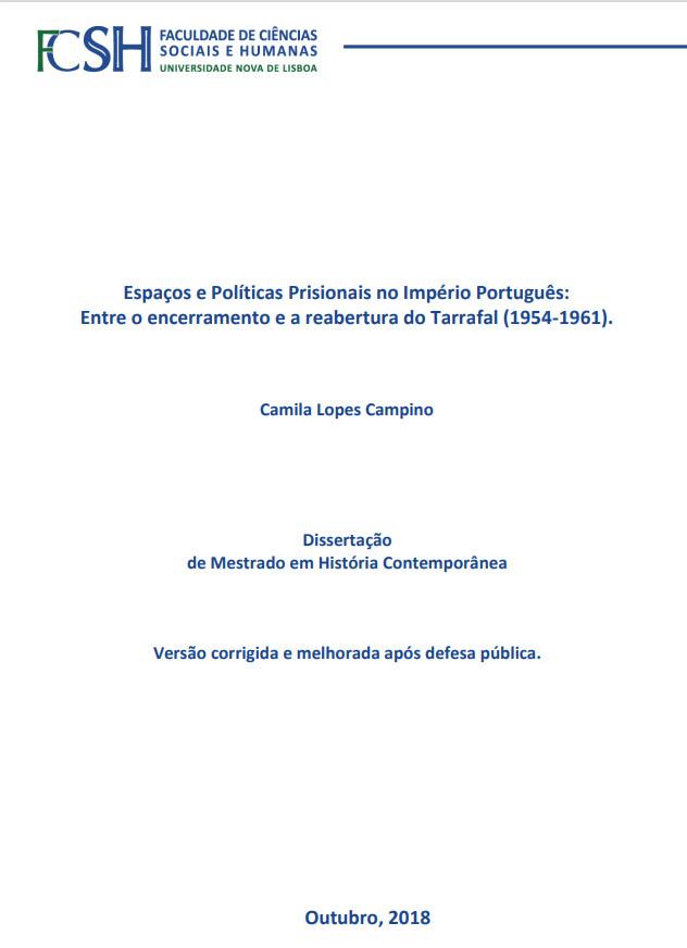 Espaços e Políticas Prisionais no Império Português: entre o encerramento e a reabertura do Tarrafal (1954-1961)